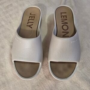 Lemon Jelly Platform Slides White Size 38 Women Chunky Mules US 7.5